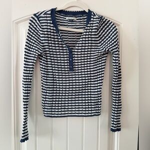 American Eagle | AE Pointelle Henley Sweater Top Size Small